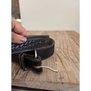 Nocona Belt Company Black Tooled Western Belt Size 44"